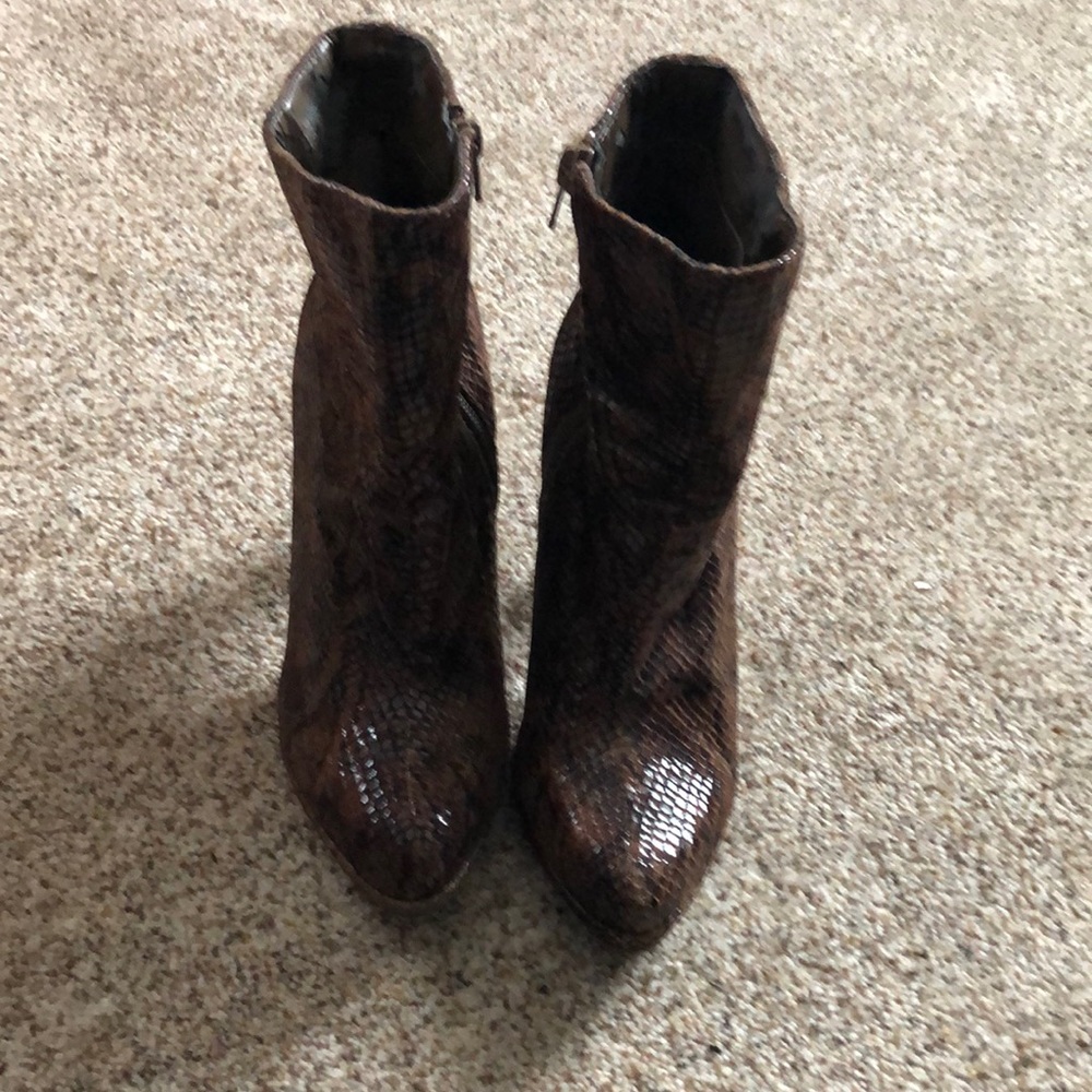 Snake skin heeled booties